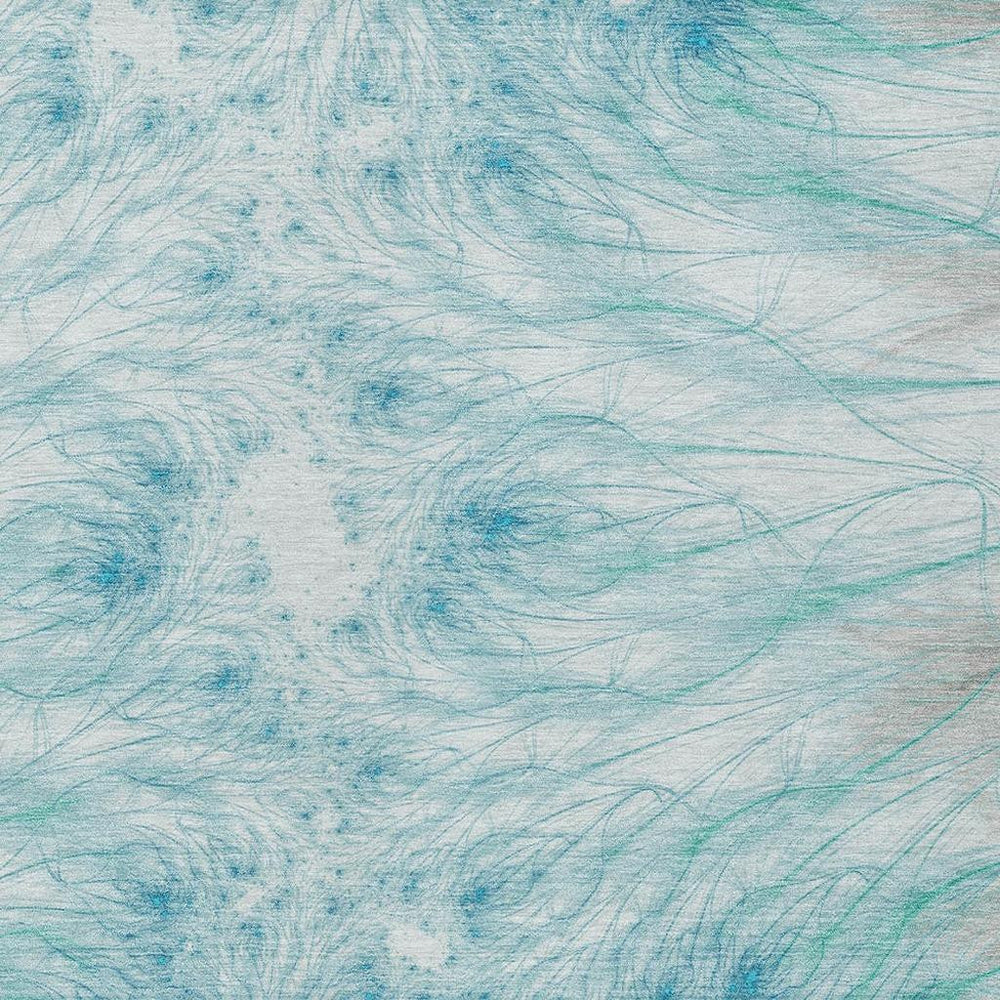 HomeRoots Oriental Washable Polyester Area Rug in Sky Teal for Stylish Indoor Outdoor Spaces 10' x 14' 732710