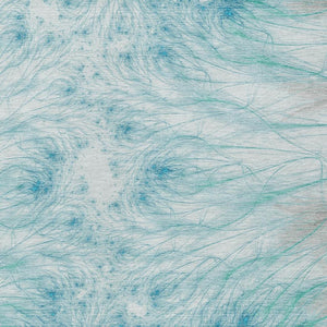 HomeRoots Oriental Washable Polyester Area Rug in Sky Teal for Stylish Indoor Outdoor Spaces 10' x 14' 732710