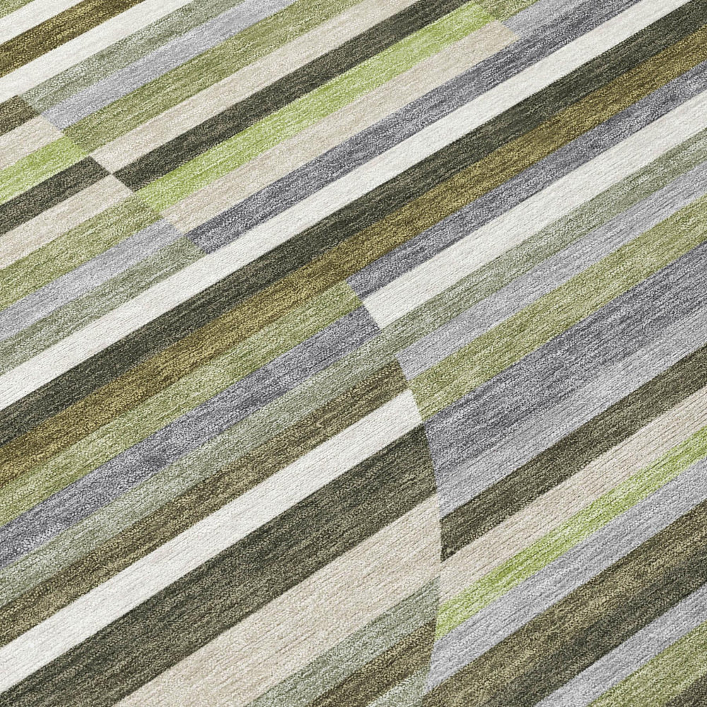 Striped Washable Polyester Indoor Outdoor Area Rug with Non-slip Backing for Patio and Home Use