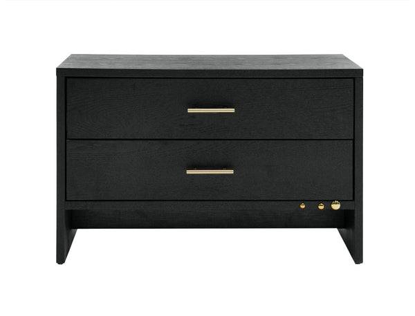 VIG Furniture Wales Modern Grey Ash Nightstand With Brass Accents, 2 Spacious Drawers, Compact Stylish Storage VGVCN8910-2