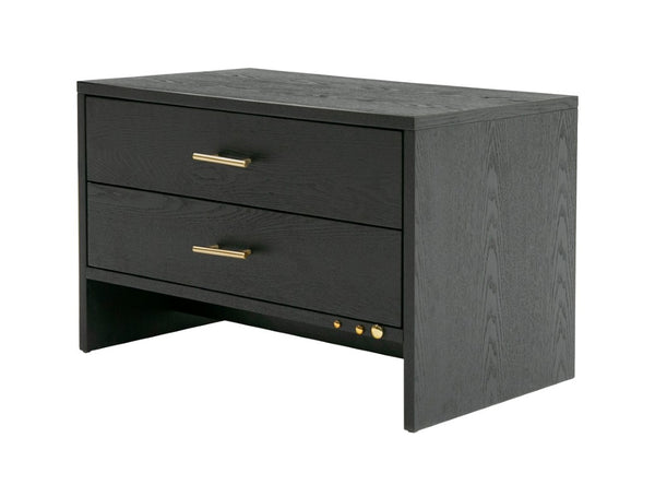 VIG Furniture Wales Modern Grey Ash Nightstand With Brass Accents, 2 Spacious Drawers, Compact Stylish Storage VGVCN8910-2