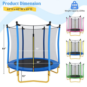 English Elm [without Basketball Hoop] 5.5 Ft Kids Trampoline with Safety Net and Foam Padded Poles Blue N739P443065C
