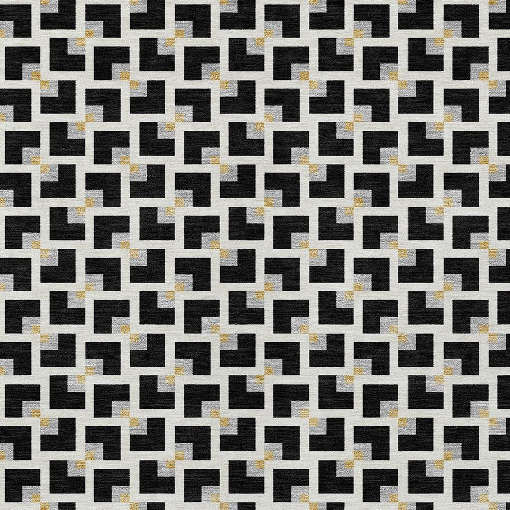 HomeRoots 5x8 Geometric Polyester Area Rug Washable for Indoor Outdoor Patios and Entryways 732766
