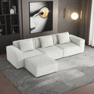 English Elm 118-Inch Modular Sofa Bed - Luxurious Cloud Velvet Fabric, Flexible Configurations & Comfort For All! W3147S00004