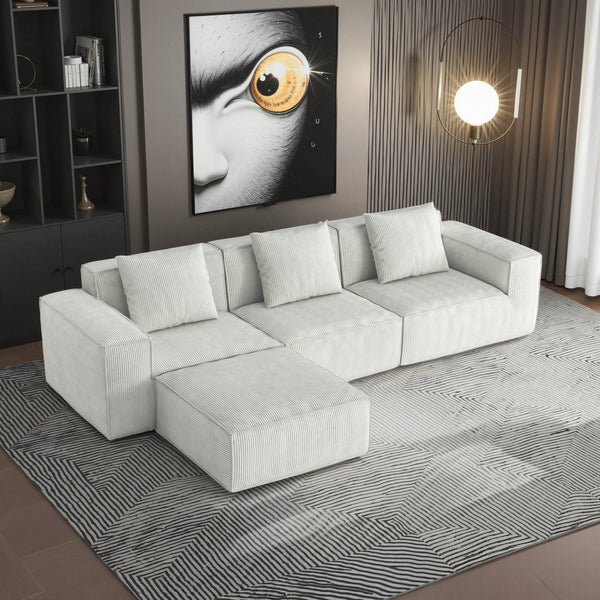 English Elm 118-Inch Modular Sofa Bed - Luxurious Cloud Velvet Fabric, Flexible Configurations & Comfort For All! W3147S00004