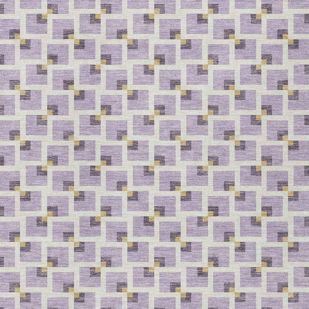 HomeRoots 9 X 12 Geometric Polyester Indoor Outdoor Area Rug Washable Lavender Ivory Accent 732793