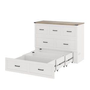 English Elm Murphy Full-Size Cabinet Bed with Built-In Charging Station, Storage Drawer & 700lb Capacity Comfort White 52.5 L x 26 W x 5.5 H N733S293995W