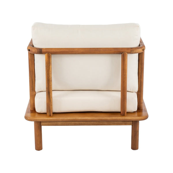 English Elm Canape Solid Acacia Outdoor Club Chair with Thick Cushion and Artisan Carved Arms N773P361057T
