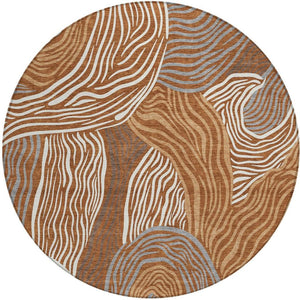8 Ft Round Ikat Polyester Area Rug Washable Indoor Outdoor Patio Accent
