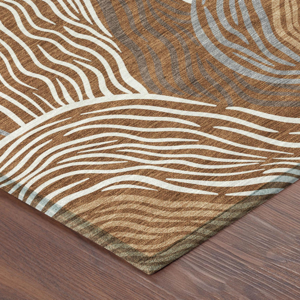 8 Ft Round Ikat Polyester Area Rug Washable Indoor Outdoor Patio Accent