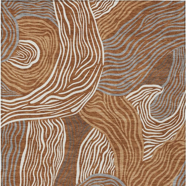 Ikat Polyester Area Rug Washable Indoor Outdoor Patio Living Room Warm Accent Decor