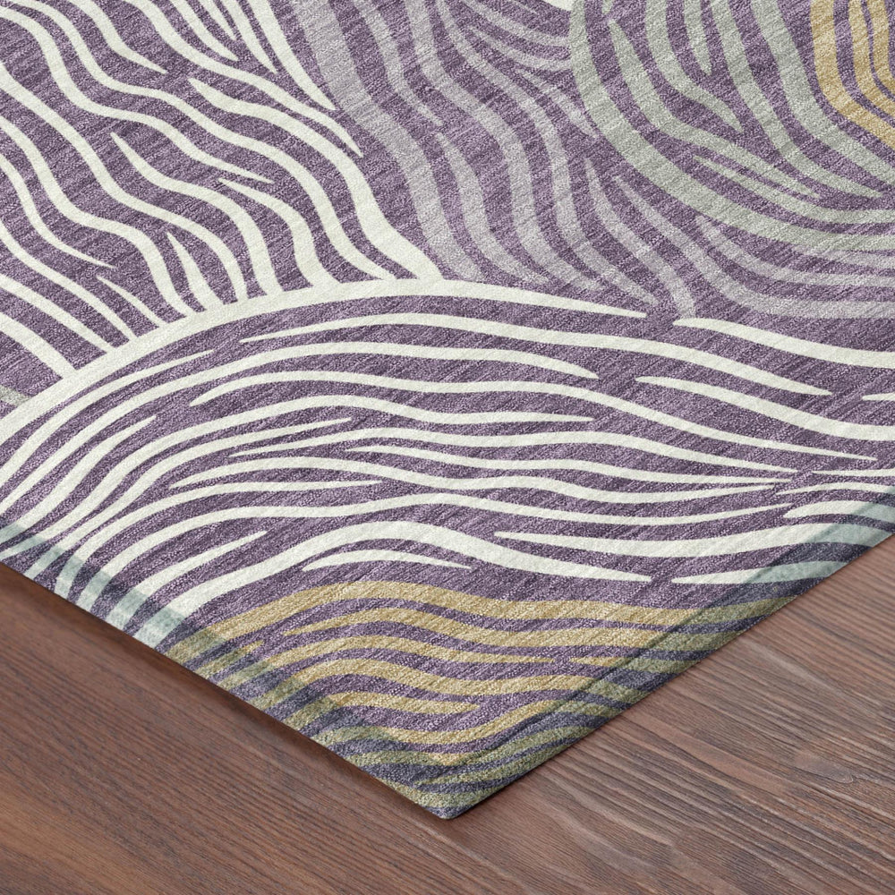 8' Round Ikat Polyester Area Rug Machine Washable for Indoor Outdoor Spaces
