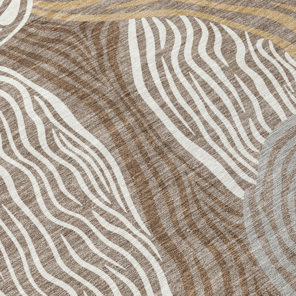 8 Foot Round Ikat Polyester Area Rug Washable Indoor Outdoor Patio Foyer Accent