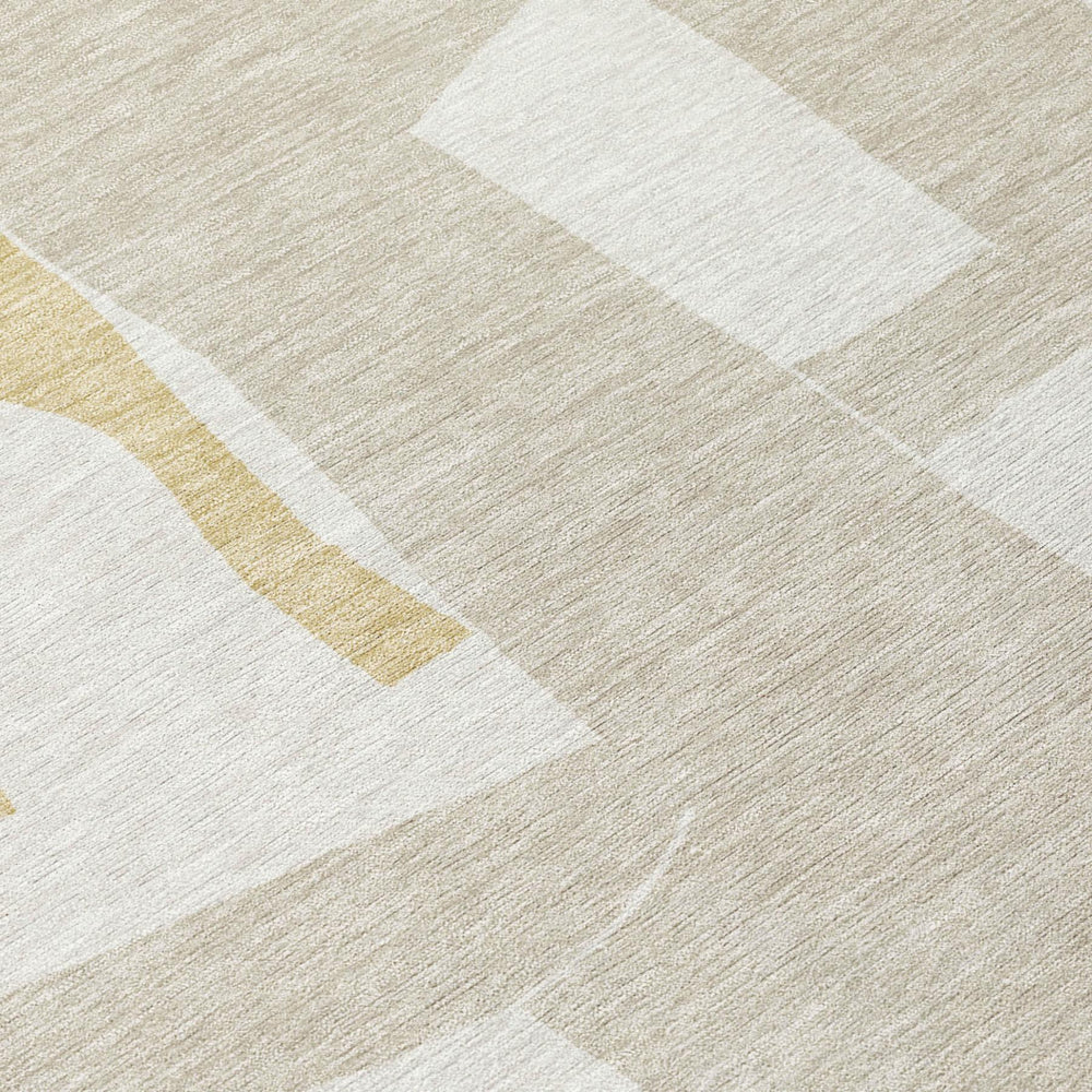 HomeRoots 10 X 14 Ivory Beige Geometric Polyester Washable Rug for Indoor Outdoor Spaces 732928