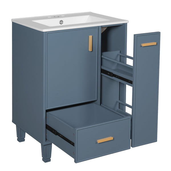 English Elm Christopher Knight Home® - 24" Bathroom Vanity with Ceramic Sink, Solid Wood Frame, Soft-Close Drawers & Ample Storage Appeal Grey N759P269734E