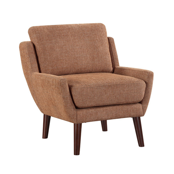 English Elm 1pc Mid-Century Orange Accent Chair with Chenille Upholstery, Reversible Cushions & Solid Wood Legs B011P315598