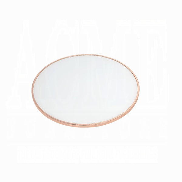 English Elm Rose Frosted Glass Top Coffee Table with Metallic Base 34" Round Modern Occasional Table for Living Room Stylish Centerpiece, Easy Assembly Rose Gold 27 L x 27 W x 5.5 H B2741P332648