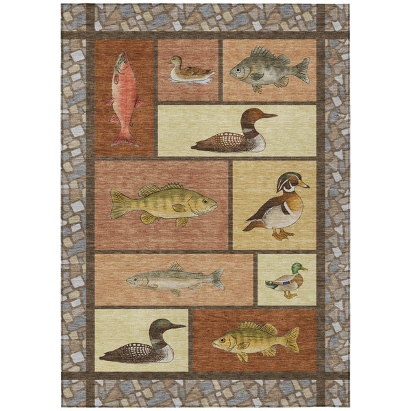 9x12 Floral Medallion Washable Polyester Area Rug for Patios and Living Rooms