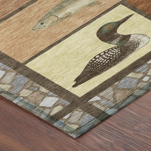 9x12 Floral Medallion Washable Polyester Area Rug for Patios and Living Rooms