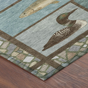 Floral Medallion Polyester Area Rug Machine Washable for Indoor Outdoor Patio Living Room Use