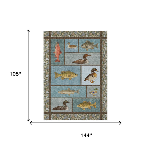 Floral Medallion Polyester Area Rug Machine Washable for Indoor Outdoor Patio Living Room Use