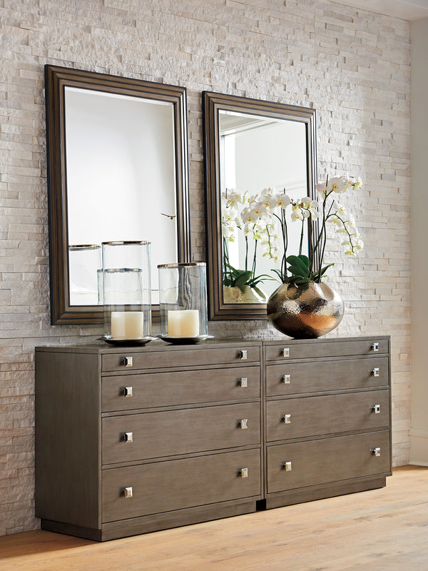 Lexington Cavalaire Bachelors Chest - Luxe Hand-glazed Finish, Elegant Silver Accents & Functional Design Features Platinum  732-624