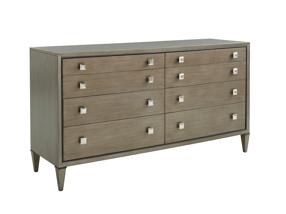 Lexington Touraine Dresser - Elegant Hand-glazed Platinum Finish With Sophisticated Silver Accents & Storage Platinum  732-222