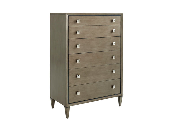 Lexington Remy Drawer Chest: Luxurious Modern Storage With Hand-glazed Platinum Finish And Elegant Design Accents Platinum  732-307