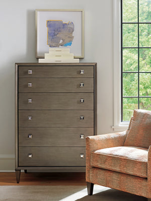 Lexington Remy Drawer Chest: Luxurious Modern Storage With Hand-glazed Platinum Finish And Elegant Design Accents Platinum  732-307