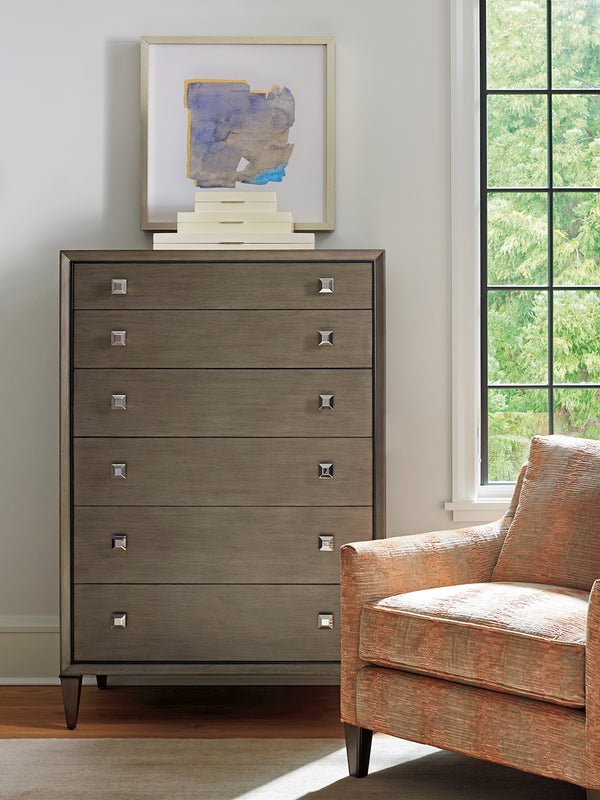 Lexington Remy Drawer Chest: Luxurious Modern Storage With Hand-glazed Platinum Finish And Elegant Design Accents Platinum  732-307