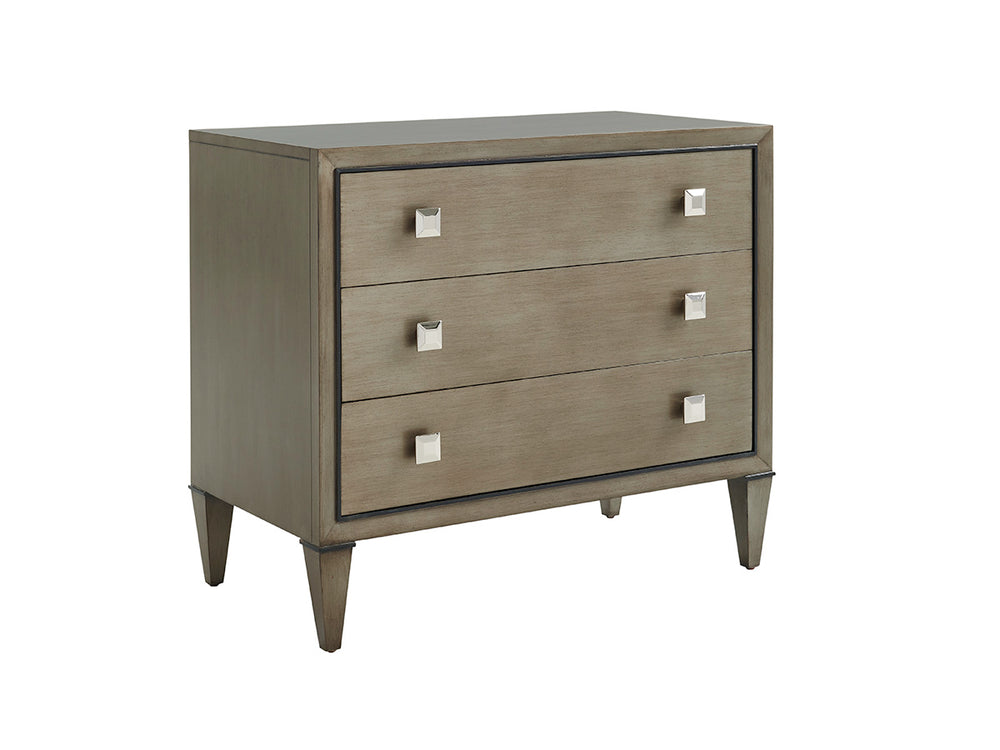 Lexington Paloma Nightstand: Chic Platinum-finished Design With Sophisticated Accents & Self-closing Drawers Platinum  732-620