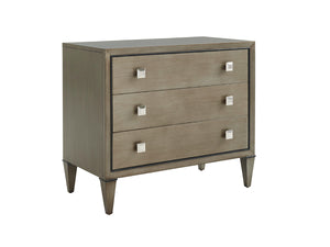 Lexington Paloma Nightstand: Chic Platinum-finished Design With Sophisticated Accents & Self-closing Drawers Platinum  732-620