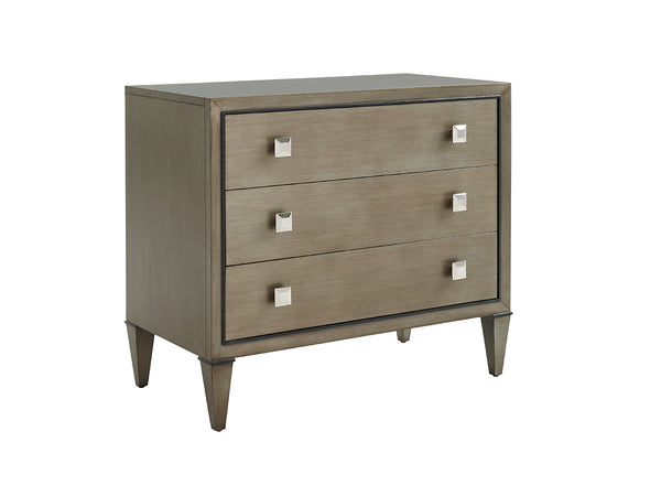 Lexington Paloma Nightstand: Chic Platinum-finished Design With Sophisticated Accents & Self-closing Drawers Platinum  732-620