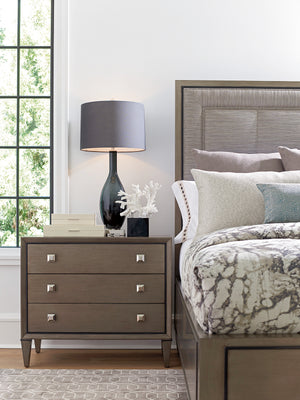 Lexington Paloma Nightstand: Chic Platinum-finished Design With Sophisticated Accents & Self-closing Drawers Platinum  732-620