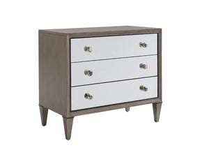 Lexington Divonne Mirrored Nightstand: Luxe Glam Storage With Elegant Silver Accents And Chic Design Elements Platinum  732-621