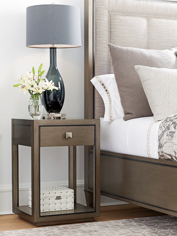 Lexington Margaux Night Table - Chic Modern Luxury With Hand-glazed Platinum Finish And Elegant Storage Solutions Platinum  732-622