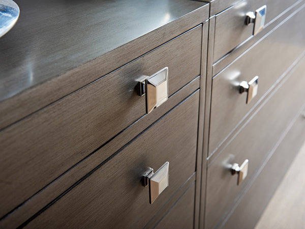 Lexington Cavalaire Bachelors Chest - Luxe Hand-glazed Finish, Elegant Silver Accents & Functional Design Features Platinum  732-624