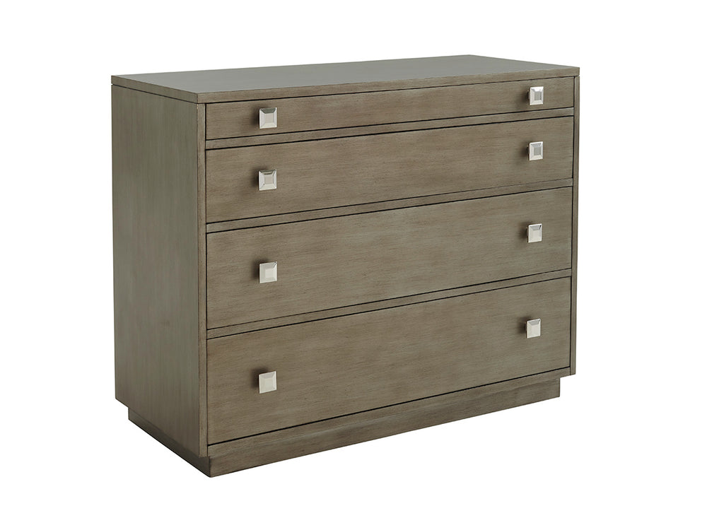 Lexington Cavalaire Bachelors Chest - Luxe Hand-glazed Finish, Elegant Silver Accents & Functional Design Features Platinum  732-624