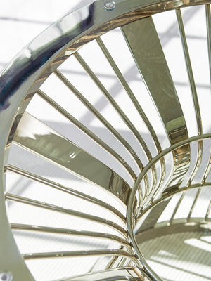 Lexington Riviera Stainless Dining Table With Luxe Glass Top And Elegant Hourglass Design For Modern Living Platinum  732-875-54c