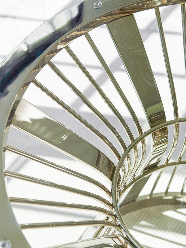 Lexington Riviera Stainless Dining Table With Luxe Glass Top And Elegant Hourglass Design For Modern Living Platinum  732-875-54c