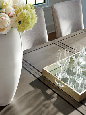 Lexington Chateau Luxurious Rectangular Dining Table With Hand-glazed Finish, Extending To Seat Ten Guests Platinum  732-877