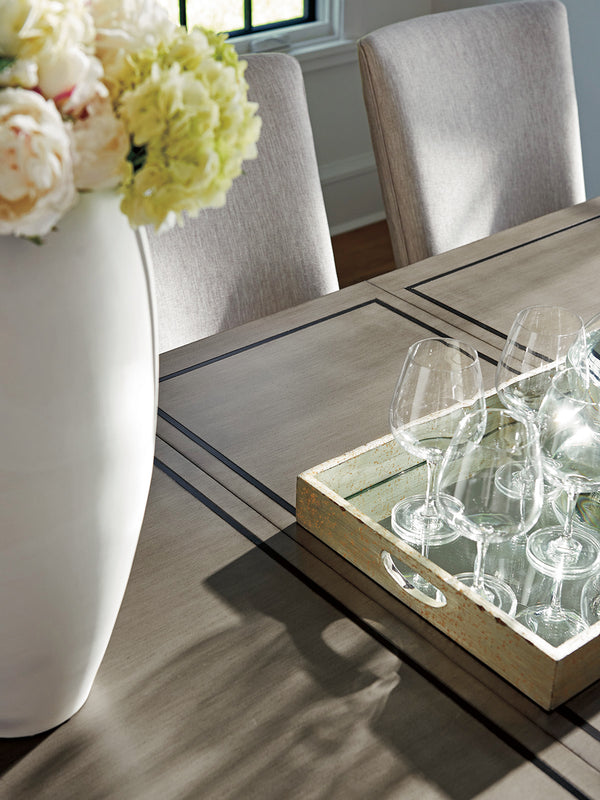 Lexington Chateau Luxurious Rectangular Dining Table With Hand-glazed Finish, Extending To Seat Ten Guests Platinum  732-877