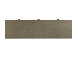 Lexington Basel Media Console - Luxe Hand-glazed Platinum Finish With Silver Accents And Adjustable Shelves Platinum  732-907