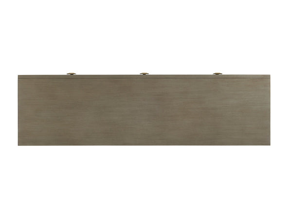 Lexington Basel Media Console - Luxe Hand-glazed Platinum Finish With Silver Accents And Adjustable Shelves Platinum  732-907