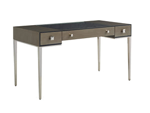 Lexington Foreau Writing Desk: Luxurious Platinum Finish With Elegant Silver Accents And Ample Storage Solutions Platinum  732-933c