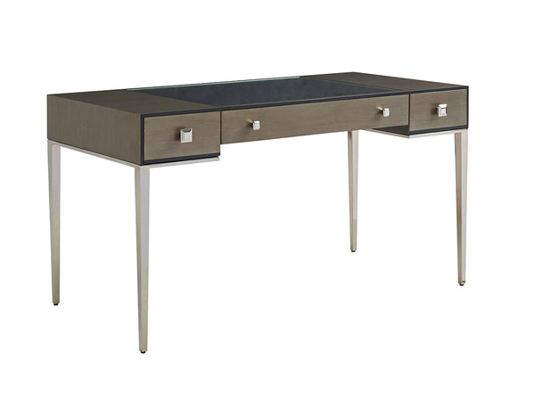 Lexington Foreau Writing Desk: Luxurious Platinum Finish With Elegant Silver Accents And Ample Storage Solutions Platinum  732-933c