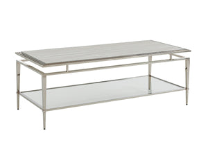 Lexington Athene Modern Luxe Cocktail Table With Polished Silver Marble Top And Platinum-finished Base Platinum  732-945c
