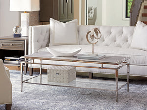 Lexington Verona End Table - Elegant Modern Luxe Design With Silver Gray Accents And Full-extension Drawer Platinum  732-951