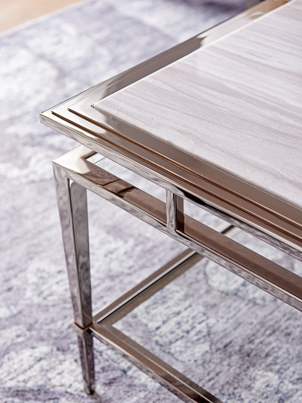 Lexington Athene Modern Luxe Cocktail Table With Polished Silver Marble Top And Platinum-finished Base Platinum  732-945c