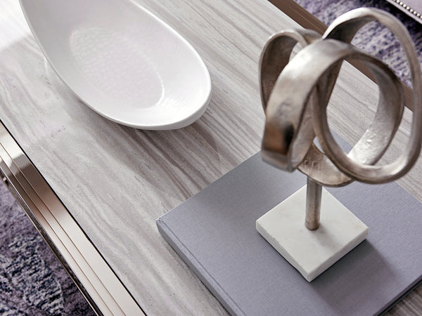 Lexington Athene Modern Luxe Cocktail Table With Polished Silver Marble Top And Platinum-finished Base Platinum  732-945c